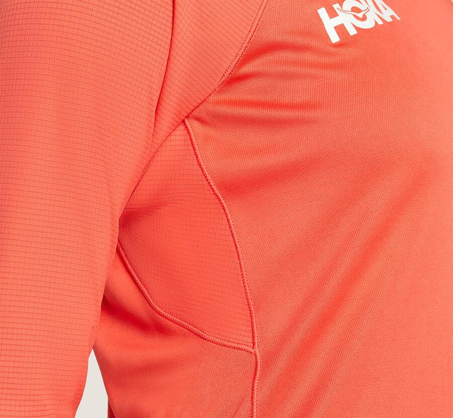 Tops Womens - Hoka One One Performance 3/4 Sleeve - Orange - NVWGZFR-46